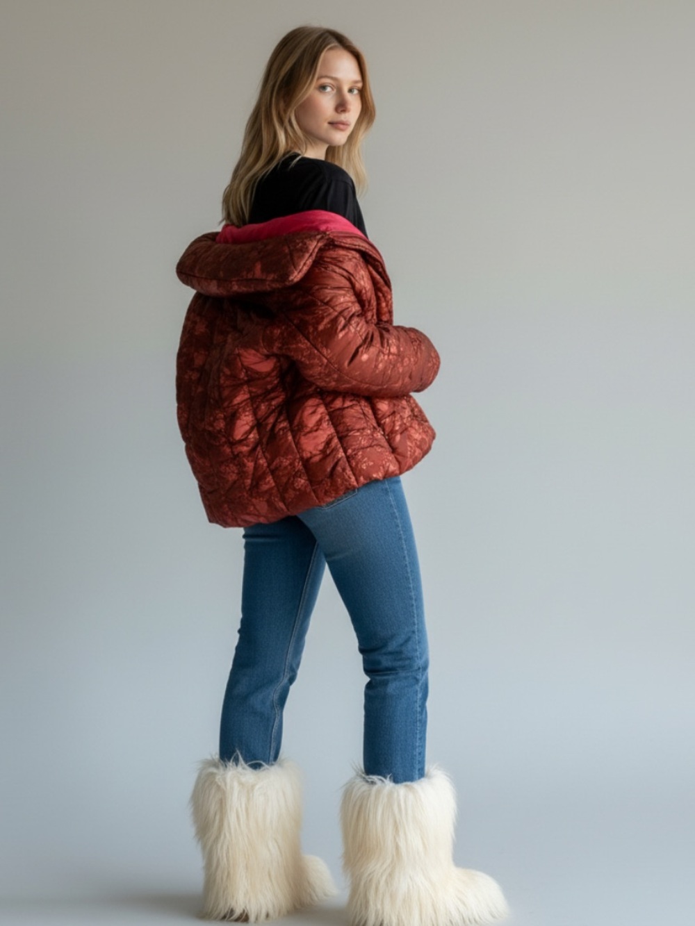 Marimekko Red Patterned Women's Puffer Jacket-